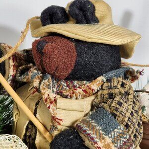 Welcome To The Lake Bear In Canoe Evergreen & Birch Winter Decor Collection